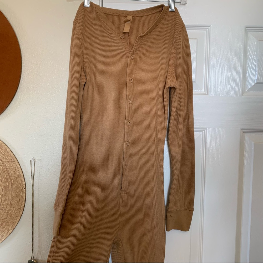 Skims waffle knit thermal onesie size S